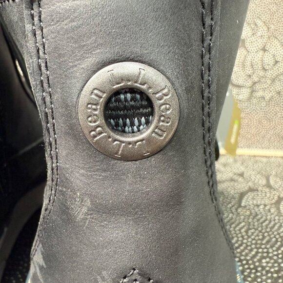 L.L. Bean Men's Waterproof Black Leather Boots Size 8.5 M Side Zipper & Lace-Up - Picture 6 of 9